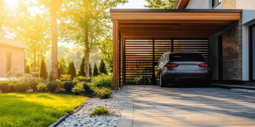 Ein Carport aus Holz