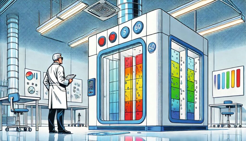 Symbolgrafik: Ein Mann vor einer überdimensionalen Prüfanlage