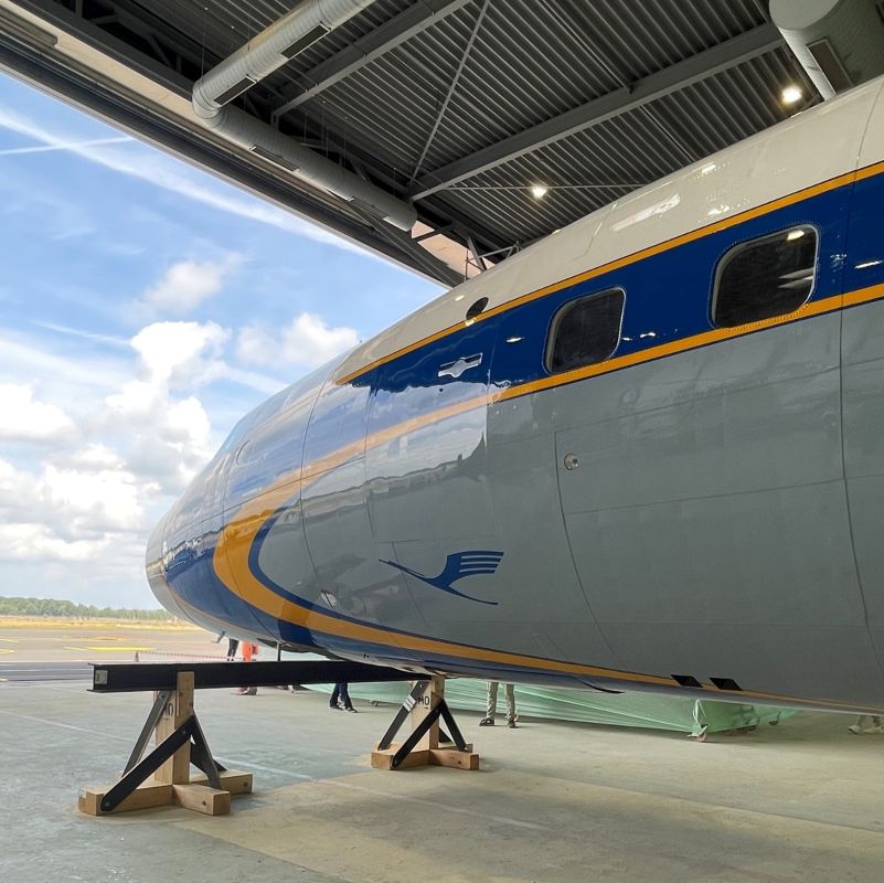 Das fertig lackierte Flugzeug