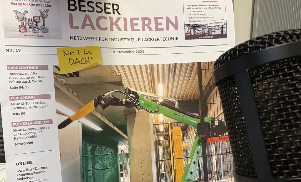 Titelbild der Besser Lackieren Ausgabe zu Lackiertechnik, BASF Coatings und KI beim Lackieren
