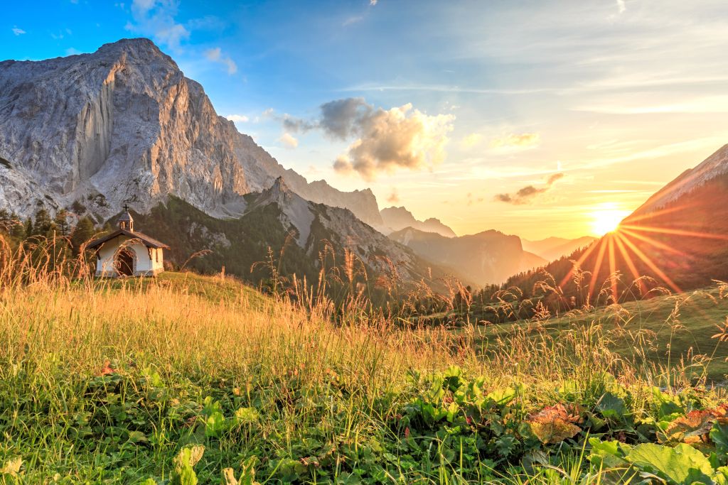 Sonnenuntergang auf der Hallerangeralm im Karwendel